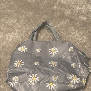 Gray Floral Tote Bag